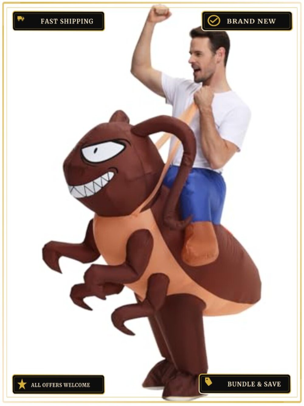 Adult Inflatable Roach Blow Up Costume Fan Halloween Party